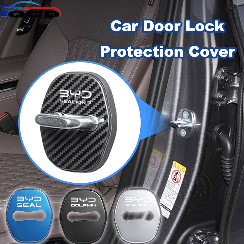 4pcs BYD สแตนเลสรถประตูล็อคฝาครอบป้องกันตกแต่งปกป้องสําหรับ BYD Atto 3 Dolphin Sealion 6 Sealion 7 M6 ซีล U เพลง Plus Han EV อุปกรณ์เสริม