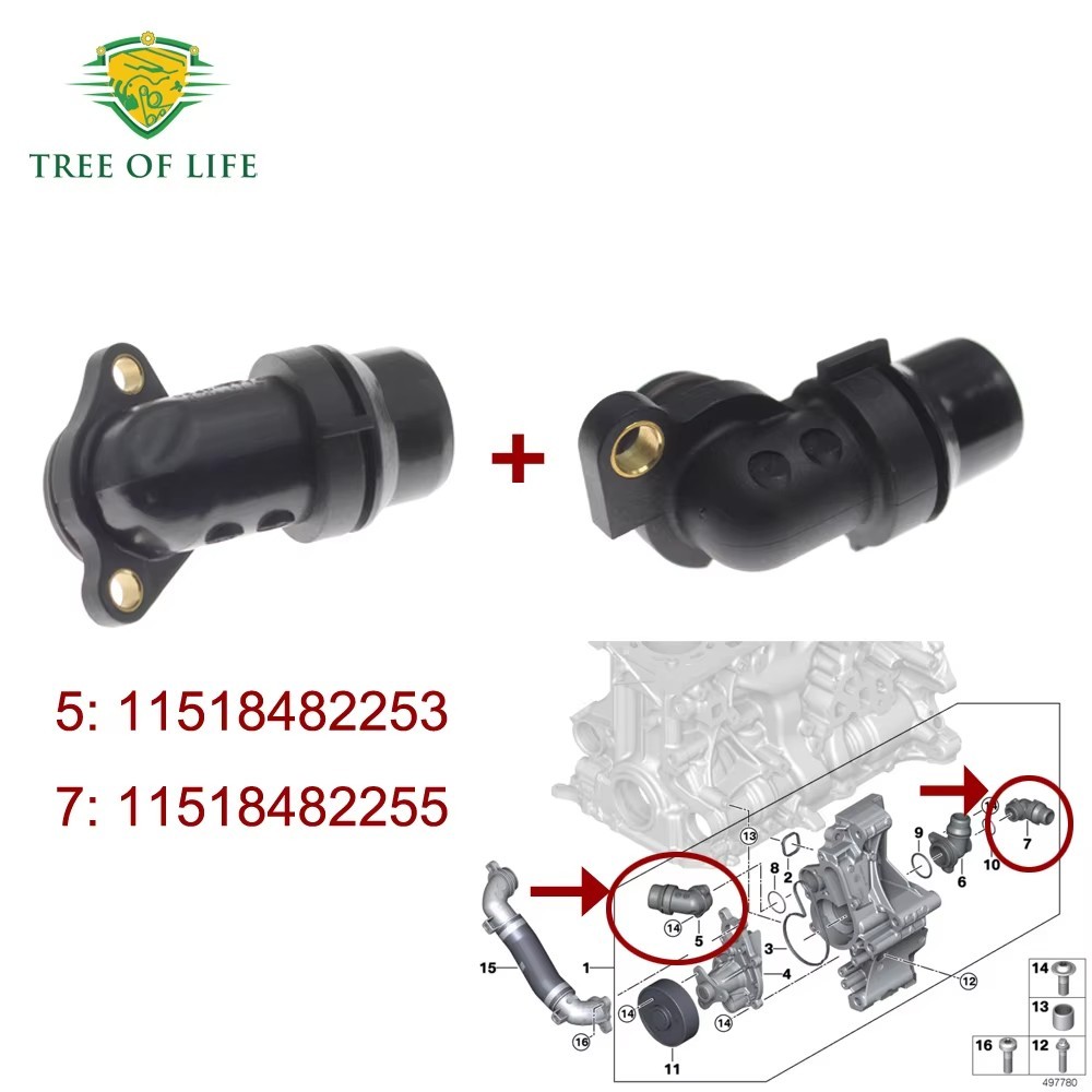 เครื่องยนต์ปั๊มน้ํา Outlet ท่อสําหรับ BMW X3 X4 X6 Z4 218i 220i 230i 318i 320i 330i 520i 530i 630i 7
