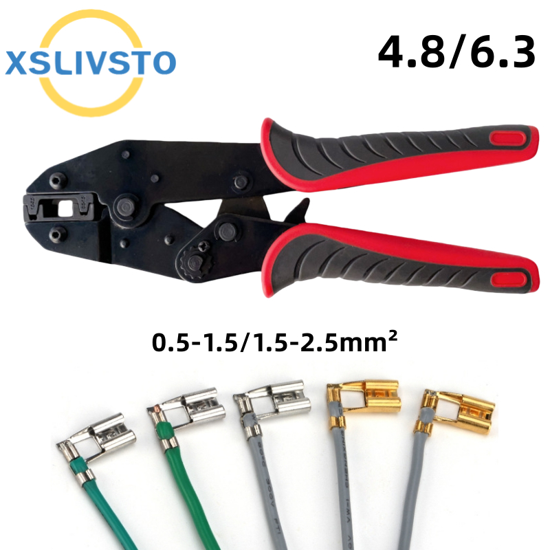 1 pcs Flag Terminal Spade หญิงตัวเชื่อมต่อ Crimping เครื่องมือ L-รูปฉนวน 4.8/6.3 คีมวงล้อ
