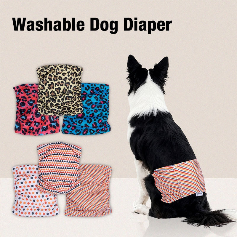 ผ้าอ้อมซักได้สําหรับแผ่นรัดหน้าท้องสุนัขตัวผู้ นํามาใช้ใหม่สัตว์เลี้ยงสุนัขกางเกงสรีรวิทยาผ้าอ้อมซักได้