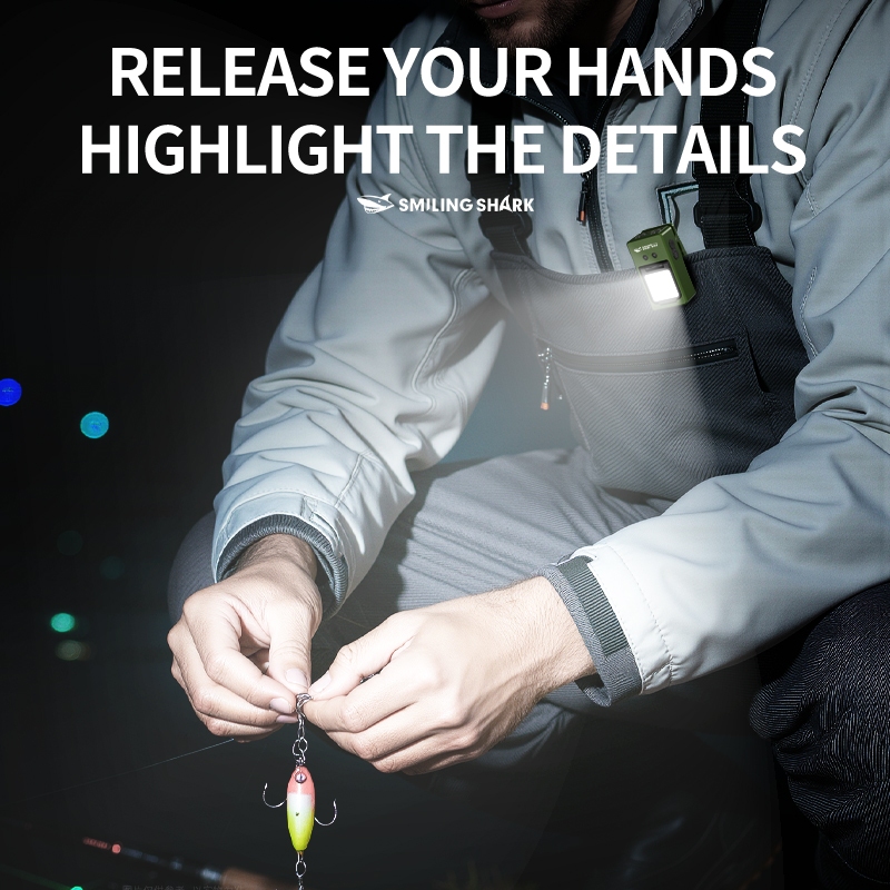 SmilingShark TIP166 ไฟฉาย led แม่เหล็ก COB เซนเซอร์ ไฟหน้า ซุปเปอร์ไบรท์ ทำงาน ไฟหน้า มินิ หมวกคลิปไลท์ แสงสีขาว/สีแดง คบเพลิง 6โหมด Type-C ชาร์จใหม่ได้ สำหรับการตั้งแคมป์ — صورة 3