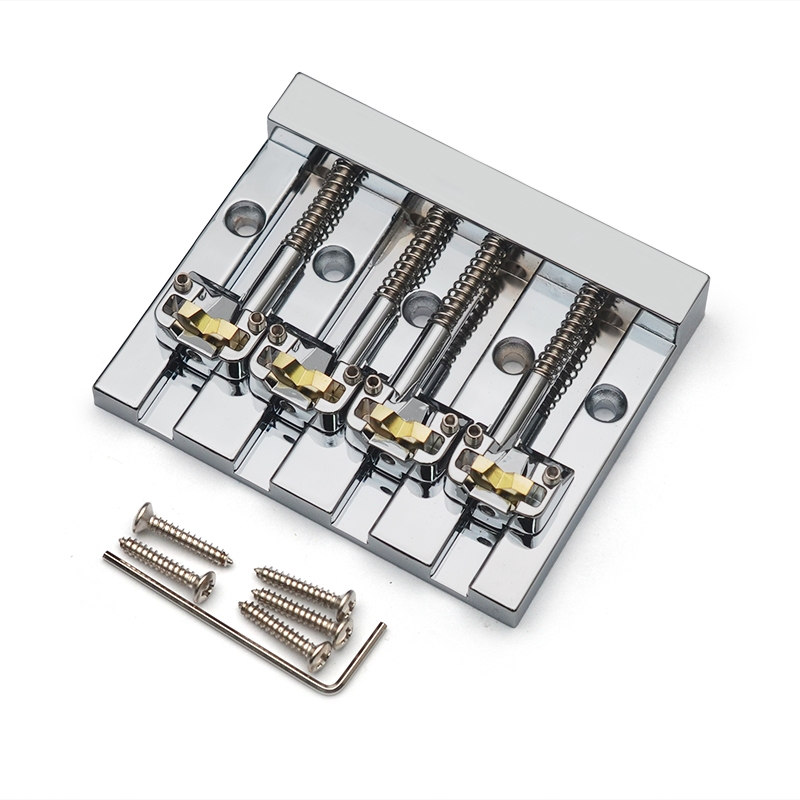 Vintage 4 String Bass Bridge 82x68.3 มม.ด้านล่างผ่านทองเหลืองอาน String Spacing 18.6 มม.เบสคงที่สะพาน