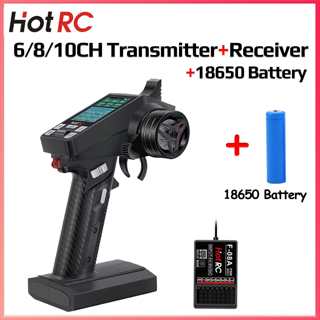 HOTRC CT6A CT6B CT8A CT10B 6CH 8CH 10CH วิทยุเครื่องส่งสัญญาณรีโมทคอนโทรล 2.4 Ghz พร้อม F06A F08A F1