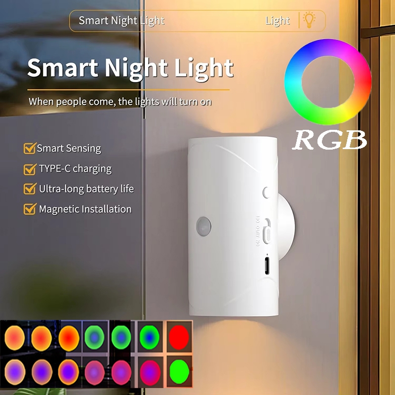 Magnetic LED Motion Sensor โคมไฟติดผนัง USB ชาร์จไฟกลางคืนขึ้นและลงสําหรับห้องนั่งเล่นห้องนอนทางเดิน