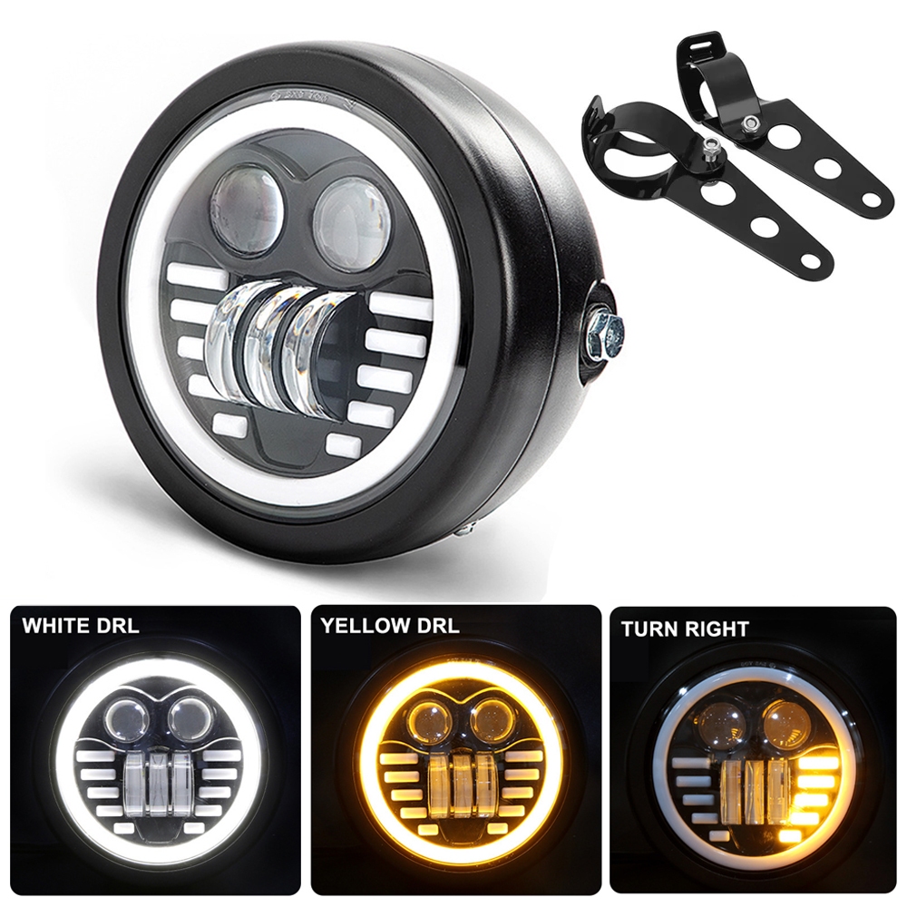 6.5 นิ้ว LED ไฟหน้ารถจักรยานยนต์ DRL สําหรับ Honda cb400sf VT1800 Kawasaki vn 900 1200 Vulcan S 650 