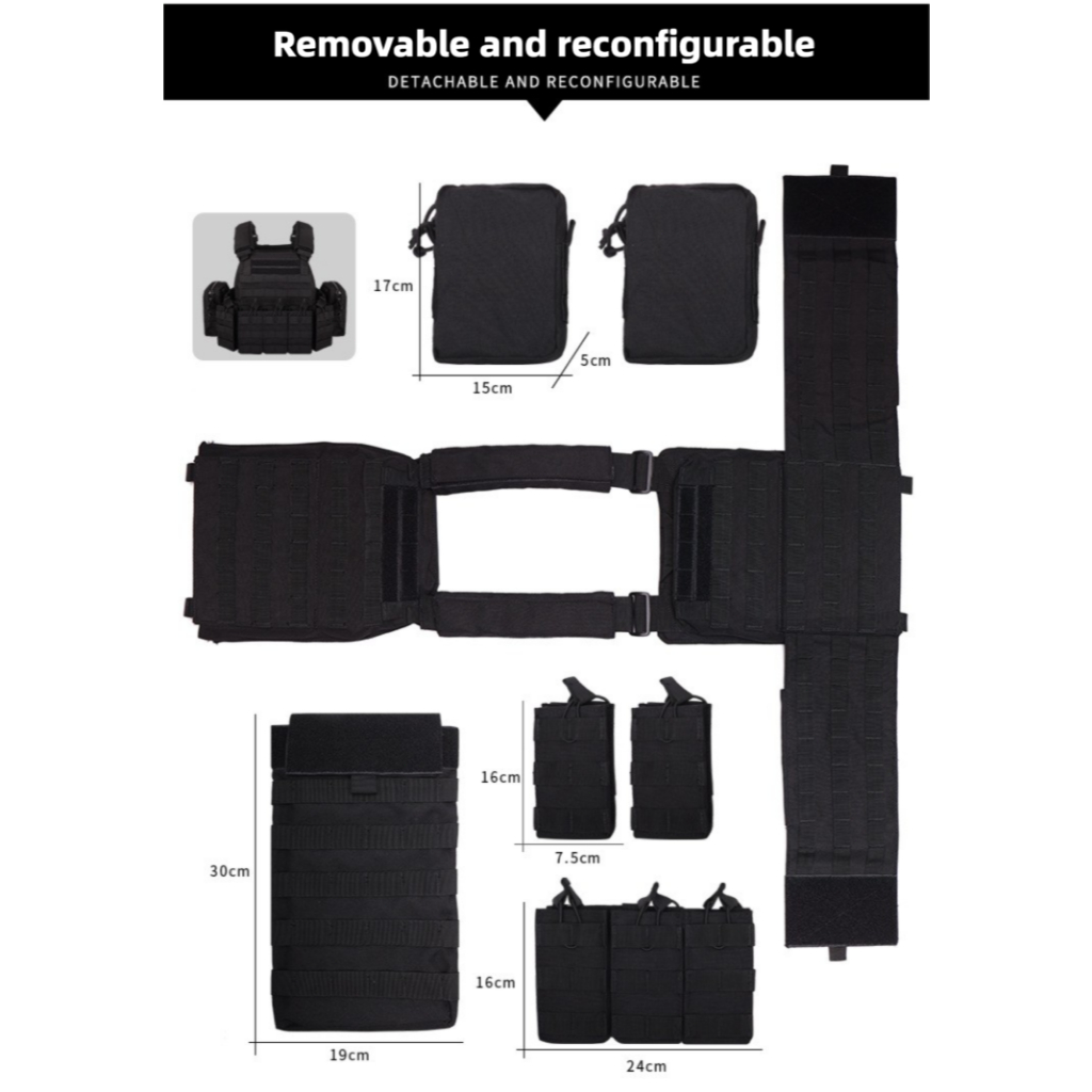 （COD)🔥จัดส่งจากกรุงเทพฯ🔥YAKEDA VT-6031 เสื้อกั๊กยุทธวิธีสะเทินน้ำสะเทินบกสีดำ CS 1000D เสื้อกั๊กยุทธวิธีโพลีเอสเตอร์ - รูปที่ 4