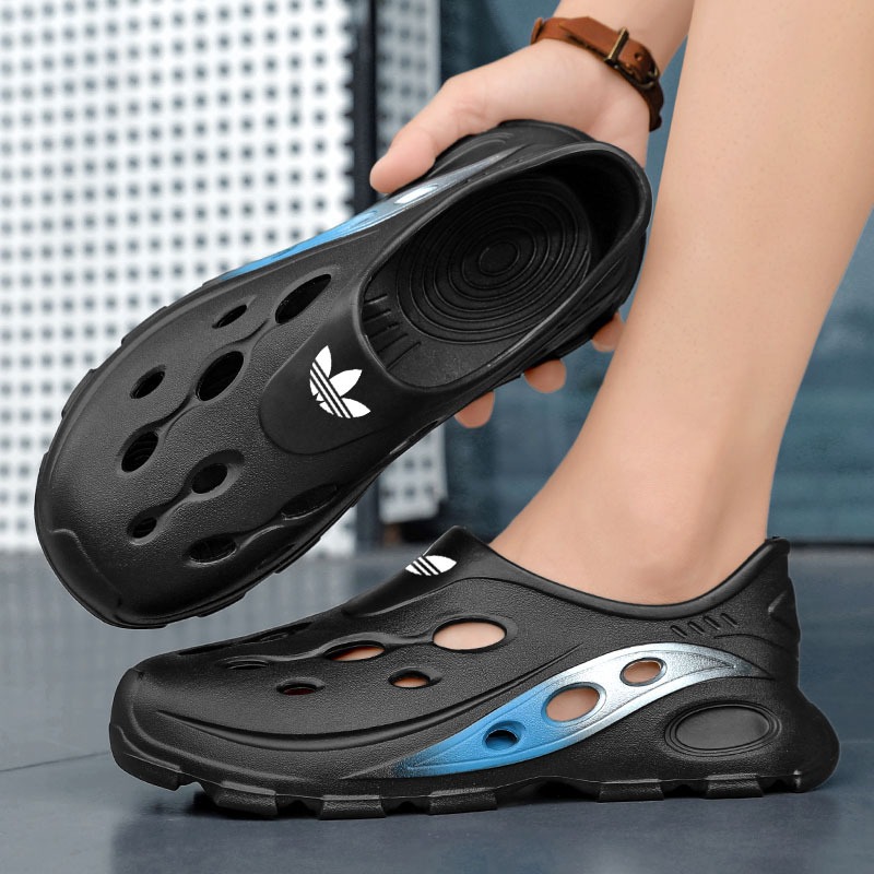 One-Pedal Holeรองเท้าผู้ชายฤดูร้อนAnti-Slipทนต่อการสึกหรอสวมใส่ด้านนอกหนาSoled Super Softอินเทรนด์ขนาดใหญ่รองเท้าชายหาดผู้ชาย46 47