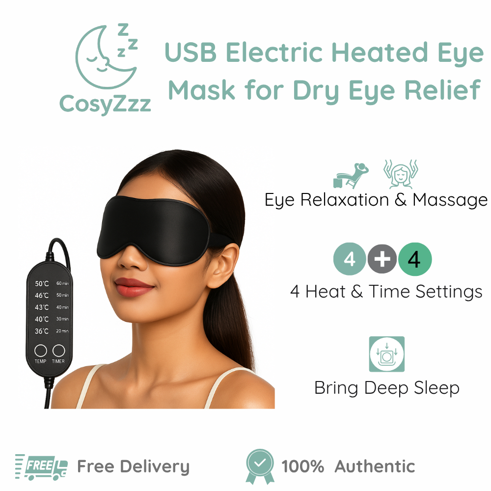Heated Eye Mask USB ตัวจับเวลาอุณหภูมิ 5 ระดับ – ประคบอุ่นสําหรับตาแห้ง ความเมื่อยล้า ความหมองคล้ํา – โปรปัง