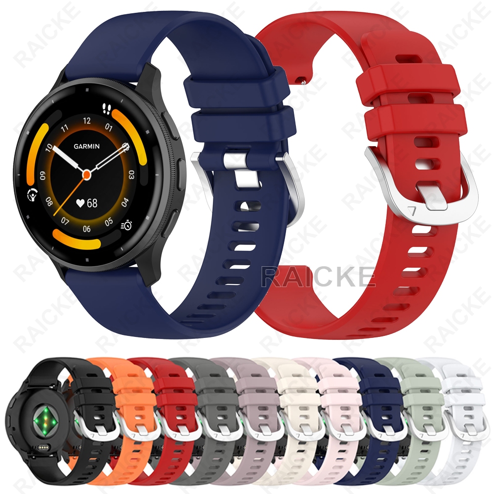 20mm สายรัดซิลิโคน Soft Sport Band สร้อยข้อมือสําหรับGarmin Vivoactive 5/ Vivoactive 6/ Vivoactive 3 Music / 55 / 165 / 245 / 645 / 158 / 168 / Approach S50