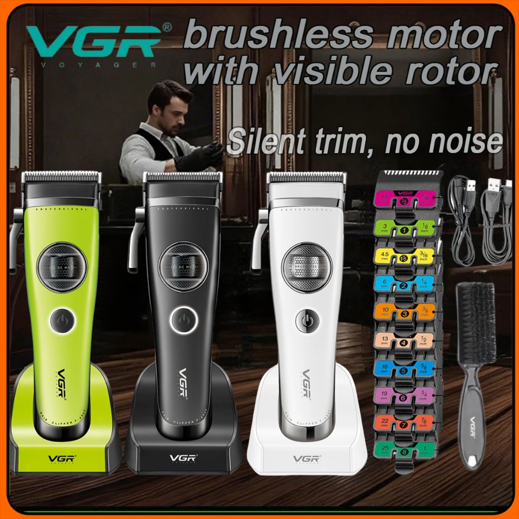 VGR V-880 เปิดตัวชุดปัตตาเลี่ยนตัดผมมอเตอร์หมุนที่มองเห็นได้ไร้แปรงถ่านร้านทําผมทรงพลังปัตตาเลี่ยนมื