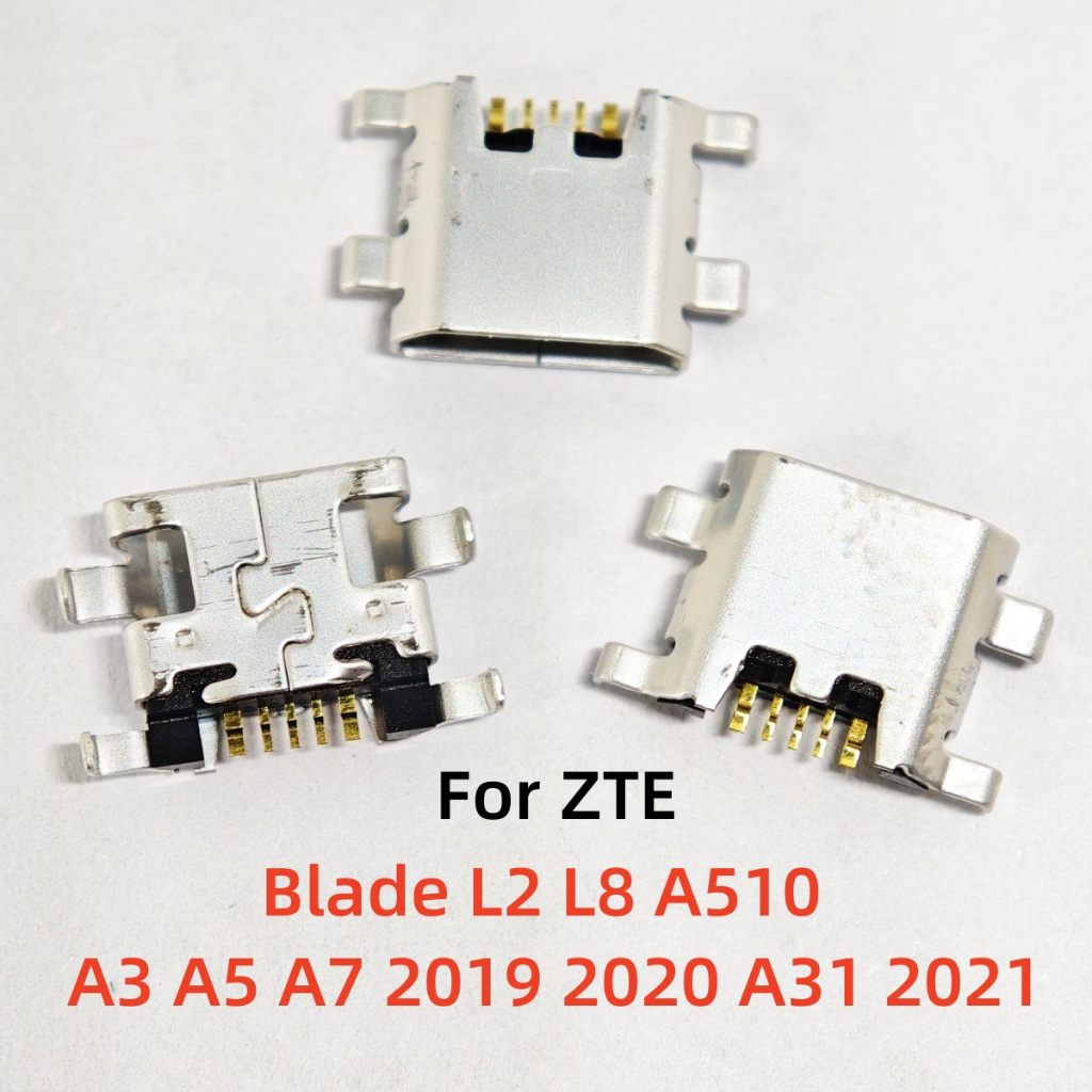 ZTE 10-100pcs Micro USBแท่นชาร์จพอร์ตขั้วต่อปลั๊กแจ็คสําหรับZTEใบมีดL2 L8 A510 A3 A5 A7 2019 2020 A31 2021 เปลี่ยนชิ้นส่วน