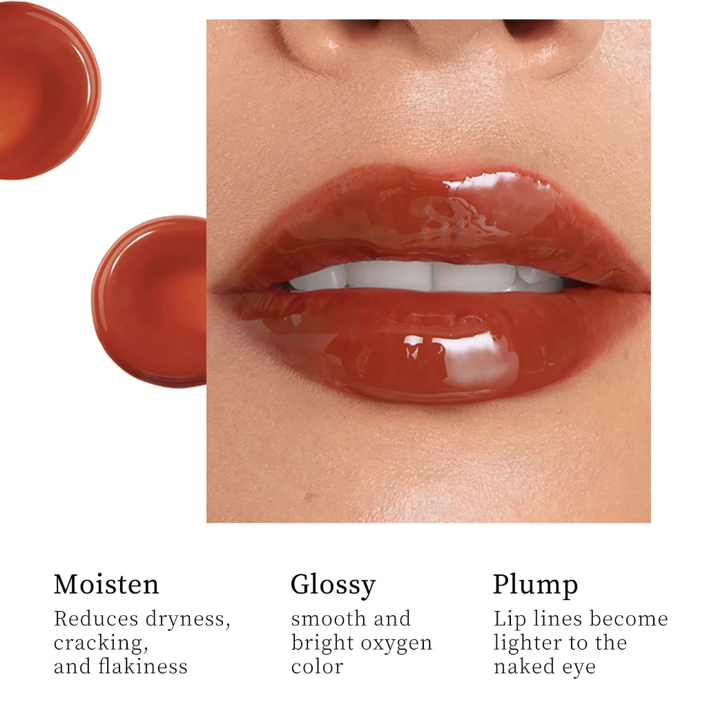 Hydrating Glossy Tinted Lip Gloss, Lip Plumping Oil & Lip Balm 2-in-1 Long-lasting Moisturizing Liquid Gel, Lip Care Essence, ของขวัญวันวาเลนไทน์ - รูปที่ 4