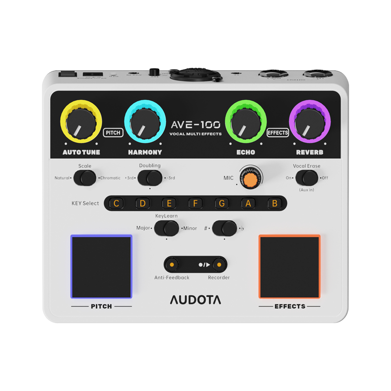 Audota AVE-100 Vocal Multi-Effects Processor Pitch Correction, Harmony, Reverb และ Echo Vocal Pedal