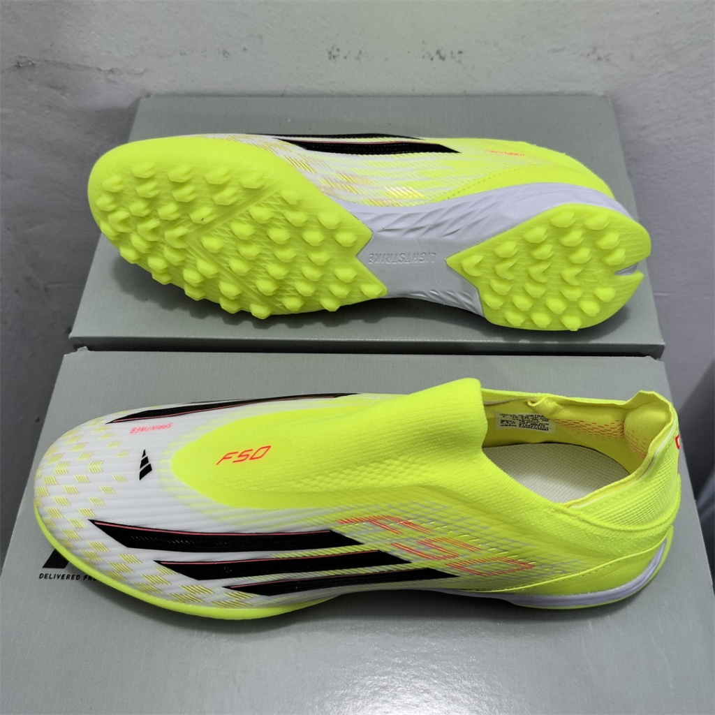 รองเท้านิ่มส้นติด F50 Elite Messi TF สีเขียว Yamal และดำ ไม่มีเชือก ทนทาน ป้องกันการลื่น 36--45