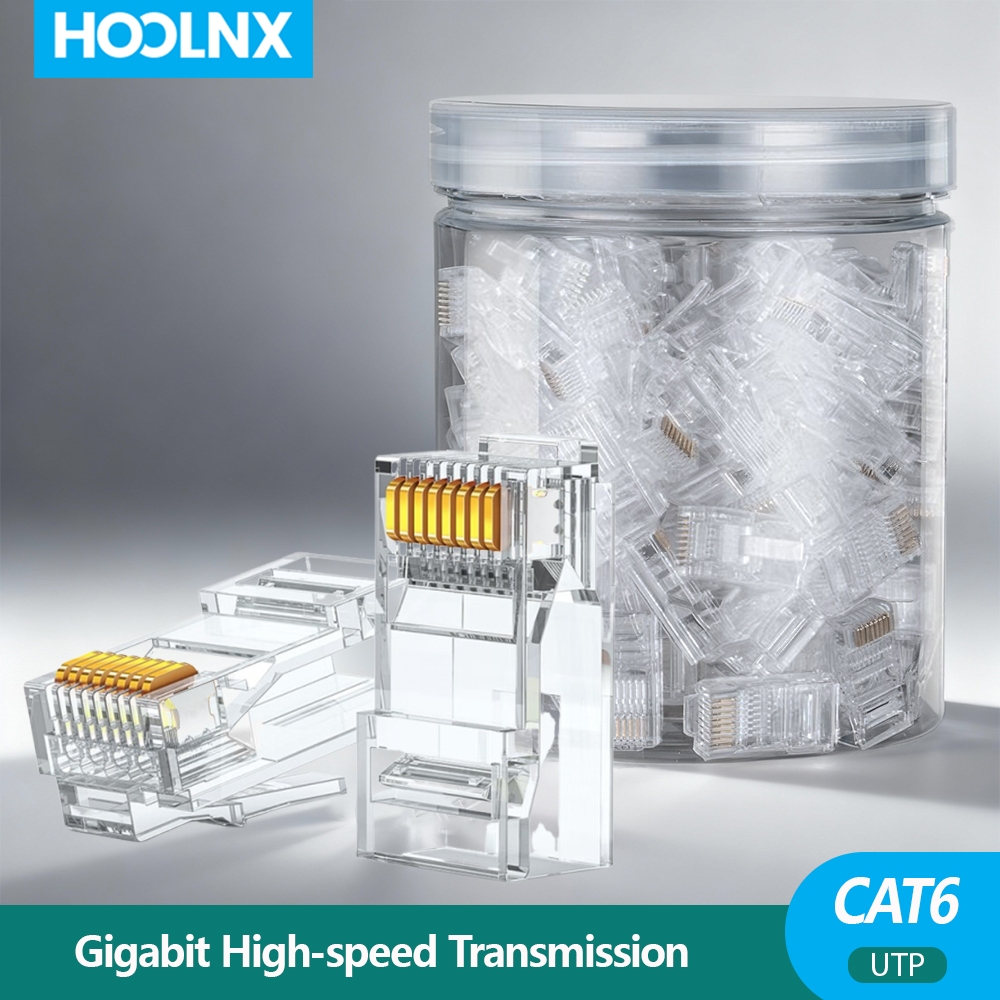 HOOLNX CAT6 UTP ขั้วต่อ RJ45 แบบโมดูลาร์ที่ไม่ใช่ผ่านผ่านผ่าน - ปลั๊กเครือข่ายความเร็วสูงสําหรับสายอ