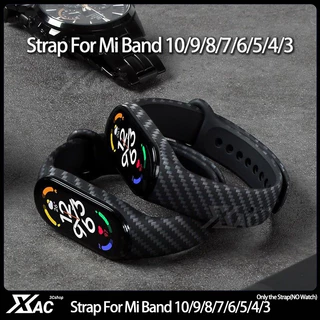 สําหรับ Xiao Mi Band 3/4/6/7/8/9/10 หรูหราเปลี่ยนสายรัด Miband10 Mi Band 9 สายรัดข้อมือคาร์บอนไฟเบอร์นาฬิกาเข็มขัดสร้อยข้อมือสําหรับ Xiaomi 7 6 5 TPU เข็มขัด