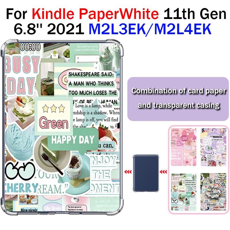 สําหรับ Kindle PaperWhite 5 (11th Gen) 2021 6.8 โปร่งใสถุงลมนิรภัย M2L3EK/M2L4EK ใส่การ์ด DIY E-Book