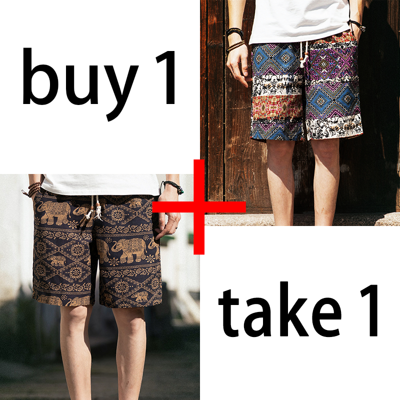 สินค้าจำเป็นวันสงกรานต์!กางเกงขาสั้น Thai Totem Elephant ทรงลำลอง หลวม สบาย และระบายอากาศดี