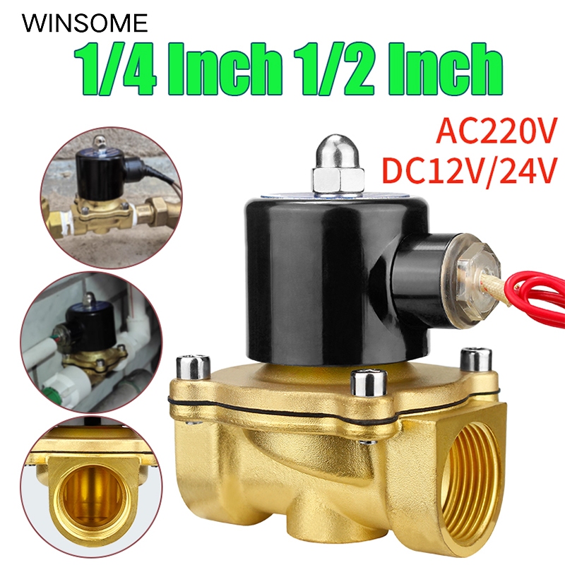ทองเหลืองโซลินอยด์วาล์ว2-Way 1/4 "ถึง1 "DC 12V/AC 220V Dualแรงดันไฟฟ้าสําหรับน้ําอากาศการใช้แก๊สน้ํามันอัตโนมัติกระแสเงินสดควบคุมแม่เหล็กโซลินอยด์วาล์วน้ํา