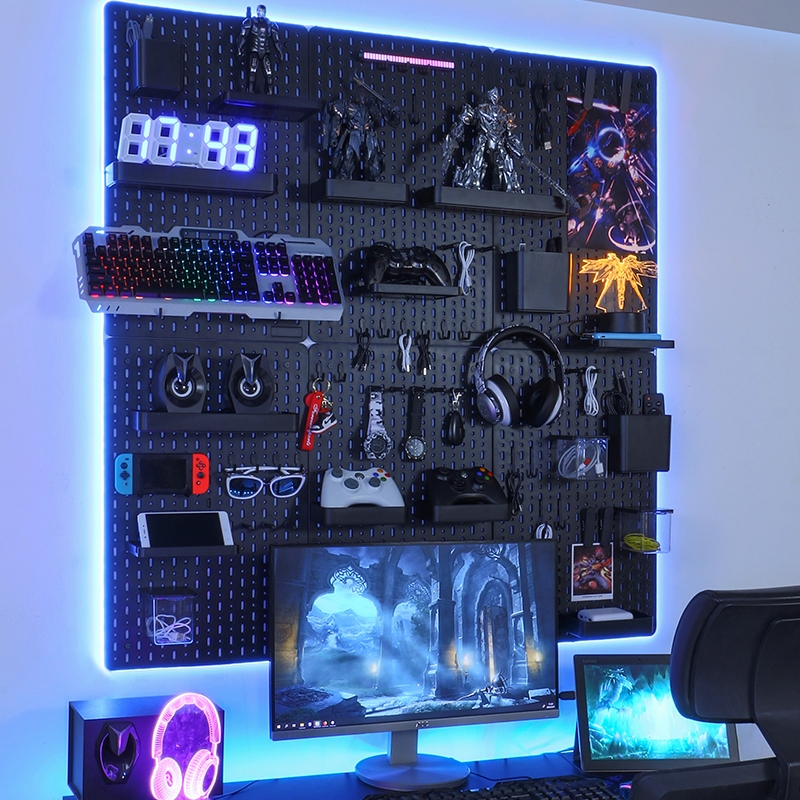 แผ่นวางของติดผนัง pegboard กระดานแขวนผนัง เพ็กบอร์ดติดผนัง ชั้นวางของ