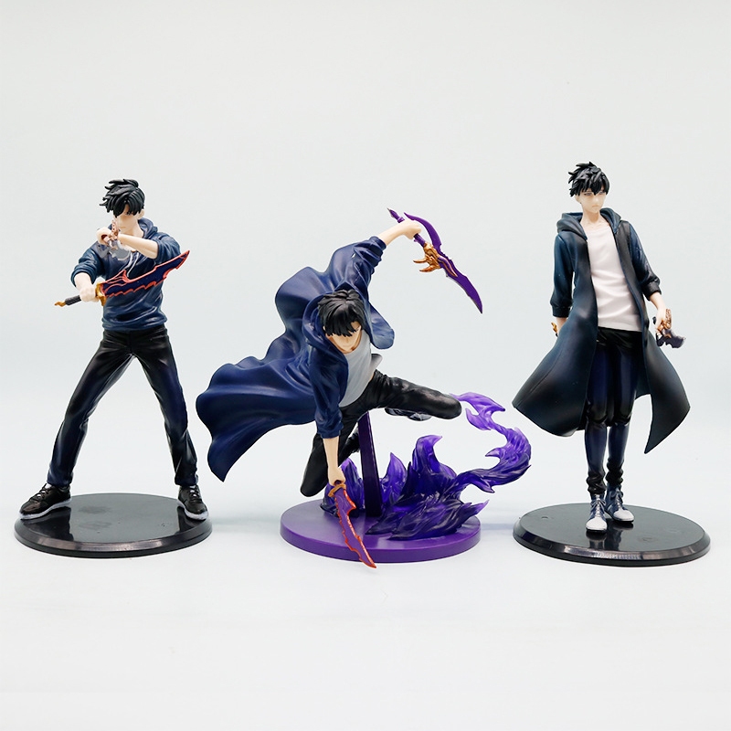 1 ชิ้น 20 ซม.ใหม่ Solo Leveling อะนิเมะรูป Battle Edition Sung Jin-woo Shadow King PVC ตัวเลขการกระทําเดสก์ท็อปตกแต่งตุ๊กตาของเล่น
