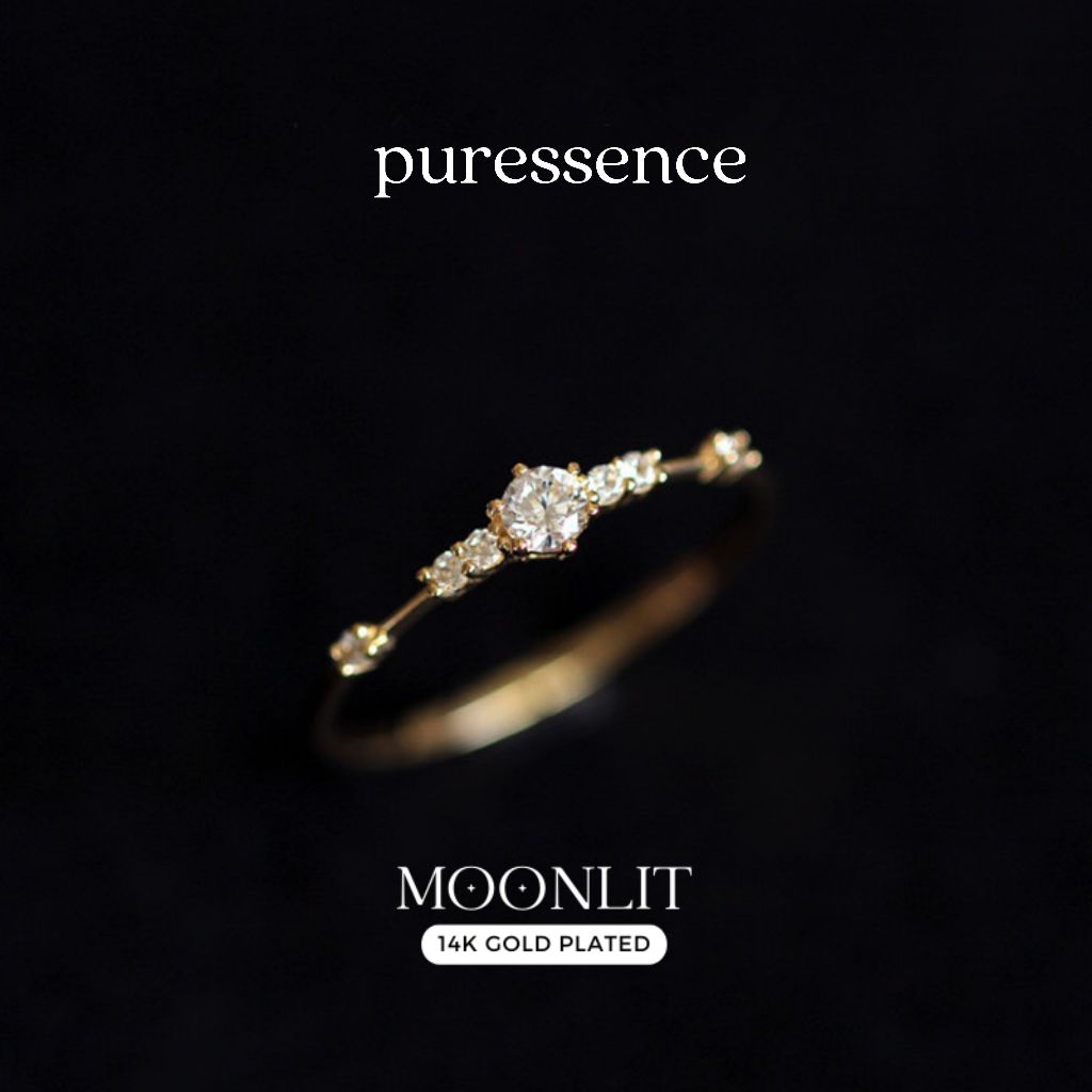 * 𝑀𝑜𝑜𝓃𝓁𝒾𝓉 Collection *แหวนเพชรเม็ดเล็ก 7 วงสำหรับผู้หญิง เครื่องประดับทองคำ 14KRG05
