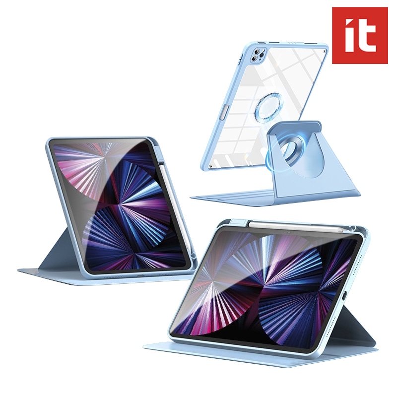 IT หมุนสําหรับ iPad Air 8 7 6 5 4 M3/M2 Gen 12 11 10 9 8 7 6 5 A16 10.9 นิ้วรุ่น Pro 1 13 นิ้ว M4 M5, แม่เหล็กที่ถอดออกได้ป้องกัน Slim Clear Cover