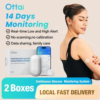 2pcs Ottai CGM Continuous Glucose Monitor System 24h Real-time Blood Sugar Test No Finger Packing Full Set CGM