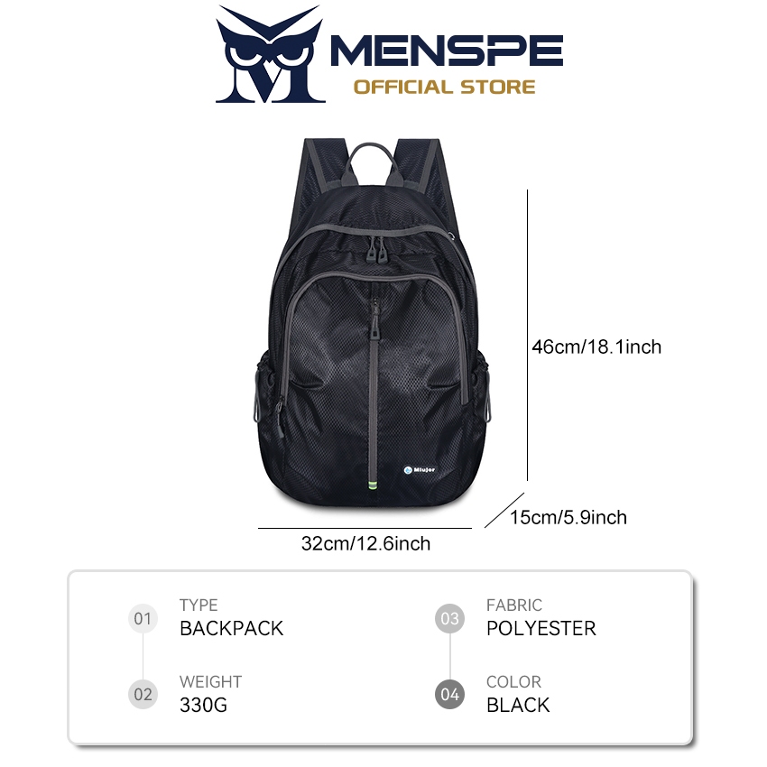 MENSPE กระเป๋าเป้สะพายหลังสำหรับกีฬากลางแจ้งสำหรับผู้ชาย พับได้ กันน้ำ ความจุขนาดใหญ่ น้ำหนักเบา กระเป๋าเป้สำหรับเดินป่า ตั้งแคมป์ - รูปที่ 6