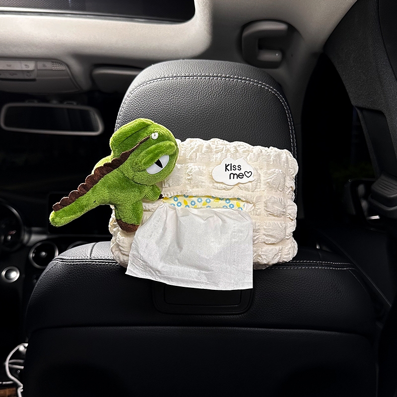 น่ารักลูกสุนัขไดโนเสาร์และแพนด้ากล่องกระดาษทิชชูผู้ถือกระดาษพัฟแขวน Auto Sunvisor เนื้อเยื่อกรณีรถอุปกรณ์เสริม