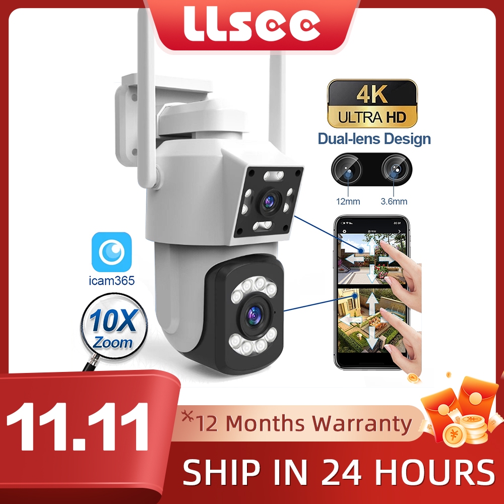 LLSEE icam365 4K 8MP 10X ซูมกล้องวงจรปิดไร้สาย WIFI กล้องรักษาความปลอดภัยกลางแจ้ง 360 การสื่อสารสองท