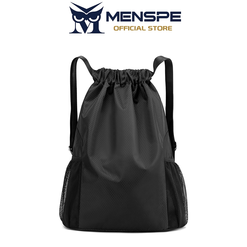 MENSPE กระเป๋าเป้สะพายหลังแบบมีเชือกผูกสำหรับกิจกรรมกลางแจ้ง กันน้ำ ความจุขนาดใหญ่ การฝึกกีฬา โยคะ ว่ายน้ำ บาสเก็ตบอล