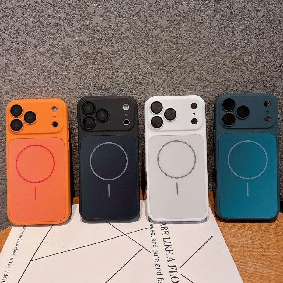 สําหรับ iPhone 17 17 Pro 17 Max Air 16 15 Pro 14 13 12 11 Pro เคสโทรศัพท์ซิลิโคนอ่อนนุ่ม Matte Texture Magnetic Backboard พร้อมเลนส์ฟิล์มรวมทุกอย่างกันกระแทกเคสโทรศัพท์