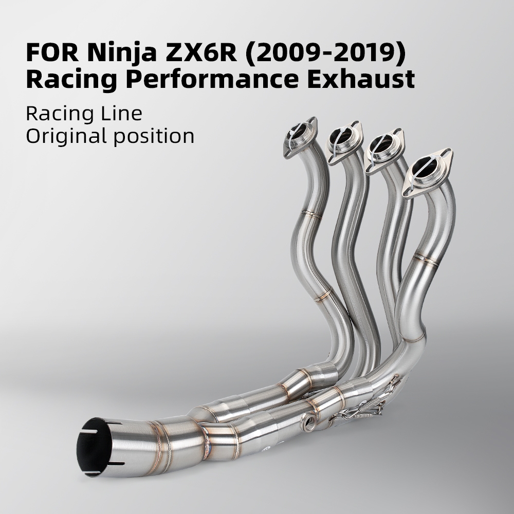 สําหรับ zx6r ninjazx6r ZX6R ZX-6R ดัดแปลงรถจักรยานยนต์ไอเสีย SystemMuffler, Slip-OnFront เชื่อมต่อ L