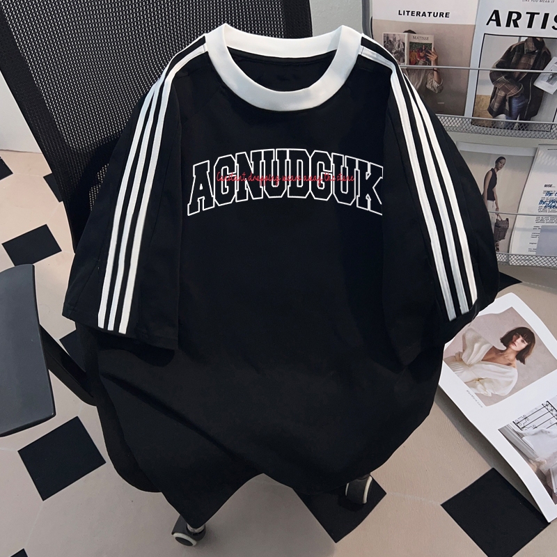 【จัดส่งตลอด24ชั่วโมง】🔥BCKR เสื้อยืดคอตตอนแขนสั้นลายตัวอักษรสไตล์อเมริกันสำหรับผู้หญิง ดีไซน์โอเวอร์ไซส์คอกลม🖤✨ YG3