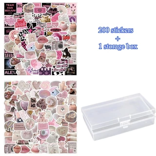 200 สติกเกอร์ตัวอักษรภาษาอังกฤษสีชมพูน่ารัก ins สไตล์ American Retro Niche เคสโทรศัพท์ตกแต่งสติกเกอร์กันน้ํา DIY
