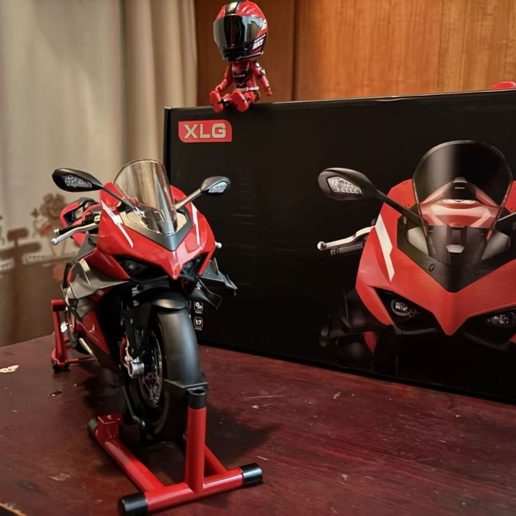 DL 1:7 Ducati V4S รถจักรยานยนต์โลหะของเล่นรถรุ่นรถ Diecast สําหรับเด็กเด็กจําลองเสียง Light Effect ของขวัญงานอดิเรกคอลเลกชัน