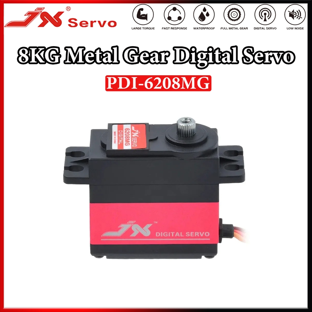 JX Servo PDI-6208MG 8KG เกียร์โลหะความเร็วสูงดิจิตอล Coreless Standard Servo มอเตอร์สําหรับ 1/10 RC 