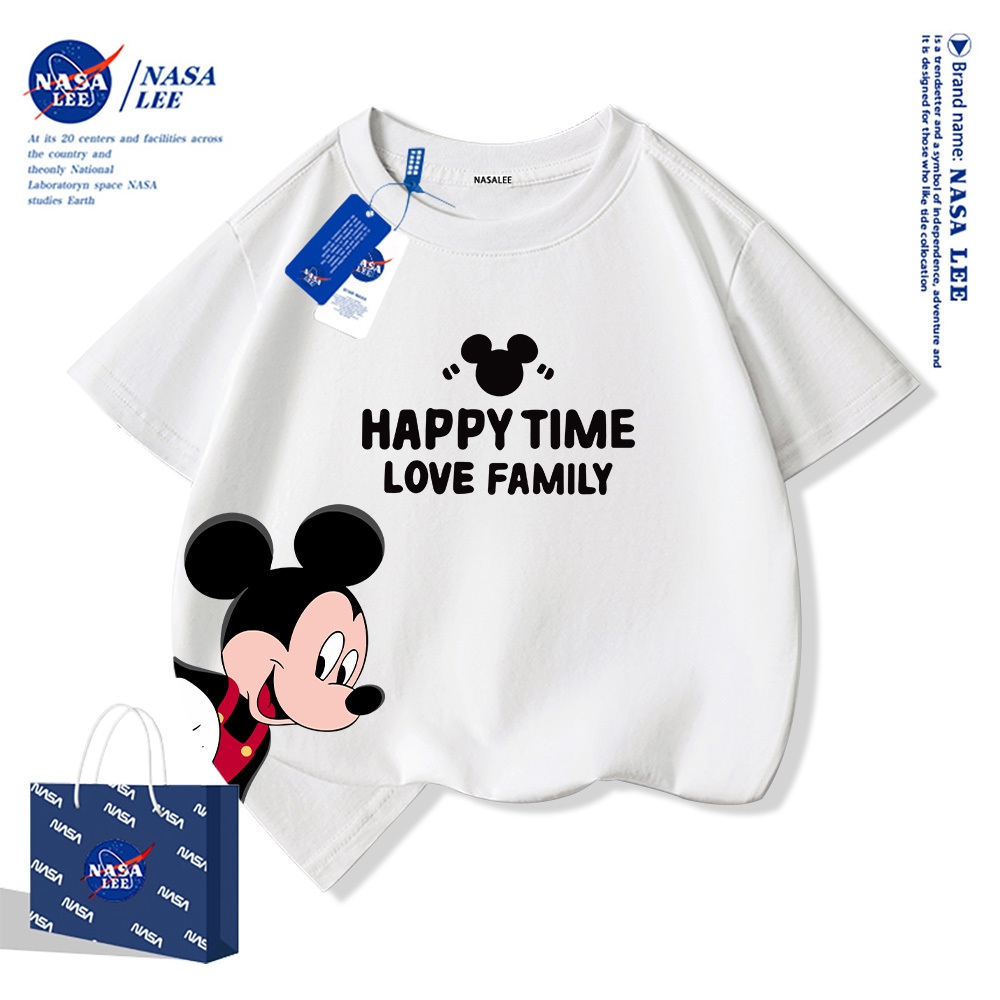 【จัดส่งวันเดียวกัน】เสื้อยืดผ้าฝ้ายเด็กลายมิกกี้เมาส์ NASA ใส่ได้ทั้งเด็กผู้ชายและเด็กผู้หญิง สวมใส่สบาย ระบายอากาศได้ดี