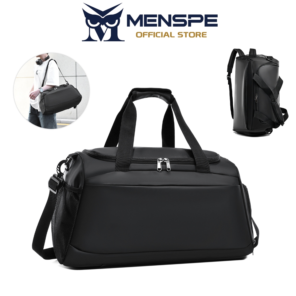 MENSPE กระเป๋าเดินทางผู้ชาย Unisex แฟชั่นกีฬากลางแจ้งกระเป๋าเดินทางแบบพกพากระเป๋าสะพายไหล่พร้อมกระเป๋ารองเท้าอิสระ