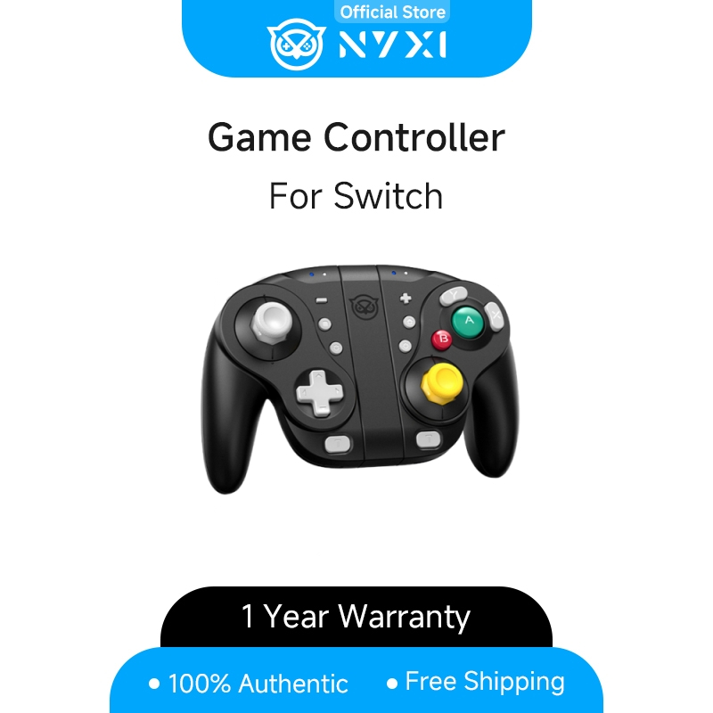 NYXI Wizard คอนโทรลเลอร์เกมไร้สายสีดำ จัดส่งรวดเร็วสำหรับ Switch/OLED Turbo Hall Joystick ไม่มีการดร