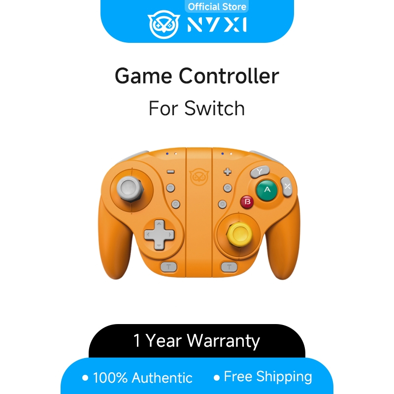 NYXI Wizard ตัวควบคุมเกมไร้สายสีส้มสําหรับตัวควบคุม Nintendo Switch Joycon พร้อมไจโร 6 แกน