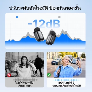 BOYA mini 2 ไมค์ไร้สาย ตัดเสียงรบกวน AI ไมค์ไลฟ์สด Super Mini Mic สําหรับ Vlogging
