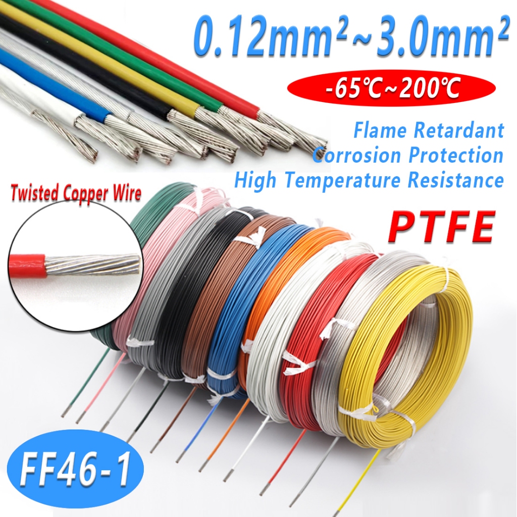 FF46-1 PTFE Stranded Ground Wire Vehicle Ground Earth Cable 0.12/0.2/0.3/0.35/0.5/0.75/1/1.5/2/2.5/3