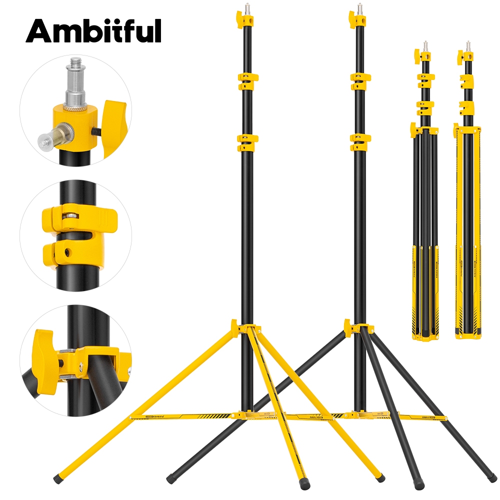 Amytful GM280Y 2.8 M Air Cushioned Light Stand อลูมิเนียมปรับ Heavy Duty ขาตั้งกล้องสําหรับสตูดิโอการถ่ายภาพสดการถ่ายภาพ