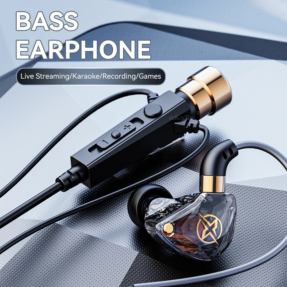 SPRISE ใหม่ KT หูฟังแบบมีสายเพชรพร้อมไมโครโฟน Deep Bass Earfon แบบไดนามิกคาราโอเกะสเตอริโอชุดหูฟังชนิดใส่ในหู 3.5 มม.