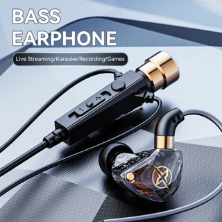 SPRISE ใหม่ KT หูฟังแบบมีสายเพชรพร้อมไมโครโฟน Deep Bass Earfon แบบไดนามิกคาราโอเกะสเตอริโอชุดหูฟังชนิดใส่ในหู 3.5 มม.