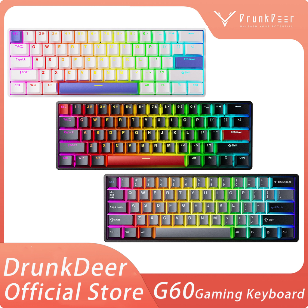 DrunkDeer G60 HE Rapid Trigger Gaming Keyboard, คีย์บอร์ดแบบกลไก 60%, สวิตช์แม่เหล็ก, 61 คีย์