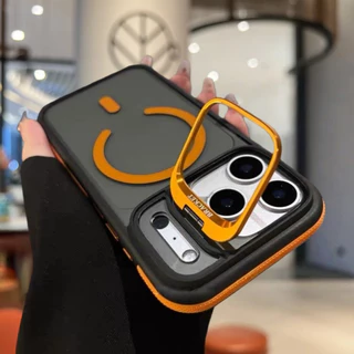 【Non-slip frame+Translucent black back panel/Acrylic hard case/Acrylic hard case/Orange】เคส compatible for iPhone 11 12 13 14 15 16 17 pro max case