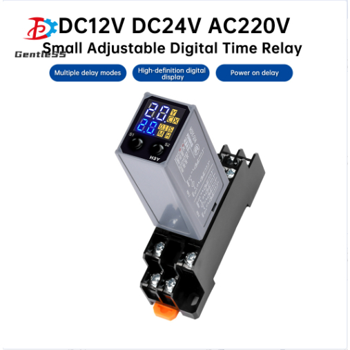 H3Y-2 8-Pin DC12V/24V AC220V ขนาดเล็กปรับ Digital Time Relay Cycle Time Control Delay พร้อมฐาน